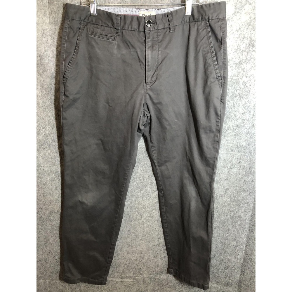 Perk Pants Mens 36x30 Gray Slim Fit Stretch Chino Casual Business Tapered Office